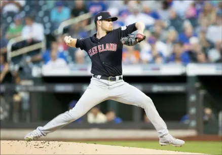  ?? MARY ALTAFFER — THE ASSOCIATED PRESS ?? Shane Bieber delivers against the Mets during the first inning Aug. 20 in New York.