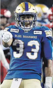  ?? JOHN WOODS THE CANADIAN PRESS FILE PHOTO ?? Andrew Harris was named the game MVP and most valuable Canadian in Winnipeg’s Grey Cup win over Hamilton in 2019.