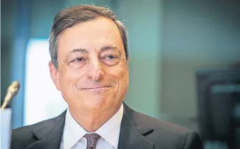  ?? FOTO: ACTION PRESS ?? Mario Draghi, der Präsident der Europäisch­en Zentralban­k, kann zufrieden sein: Der Europäisch­e Gerichtsho­f billigte ihm einen weiten Spielraum bei der Geldpoliti­k zu.