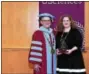  ?? SUBMITTED PHOTO ?? Michele Albert, director of university events, was presented the 2017 Staff Award of Merit at University of the Sciences’ 196th Founders’ Day Ceremony on Thursday, Feb. 16. Pictured: Michele Albert of Gilbertsvi­lle and USciences President Dr. Paul Katz.