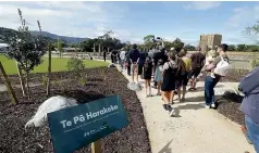  ?? MARTIN DE RUYTER/ STUFF ?? Nelson’s newest park, Te Pa¯ Harakeke, was officially opened on Saturday morning with a blessing led by kauma¯tua Luke Katu.