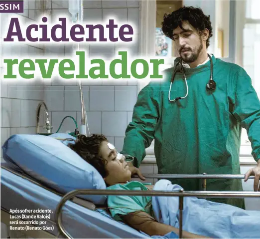  ?? Mauricio Fidalgo/Globo ?? Após sofrer acidente, Lucas (Xande Valois) será socorrido por Renato (Renato Góes)