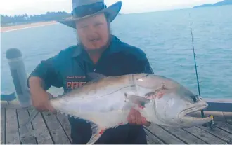  ?? Bradley Mikic caught this metre- long queenfish from the Strand Jetty recently. ??