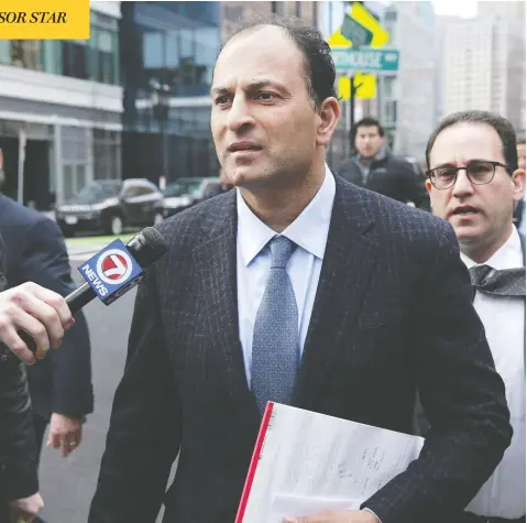  ?? JONATHAN WIGGS/THE CANADIAN PRESS/THE ASSOCIATED PRESS/THE BOSTON GLOBE ?? Vancouver businessma­n and former CFLER David Sidoo is accused of paying $200,000 to have someone take college entrance exams for his two sons.