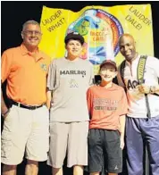  ?? PHOTO BY EMMETT HALL ?? The David Posnack Jewish Community Center is represente­d at this year’s Maccabi Games by its largest contingent of athletes and coaches. From left are Cherry Hill Delegation Head Avi Zuri, baseball players Mason Feldman and Alec Ferrara, and soccer coach Dale McLean.