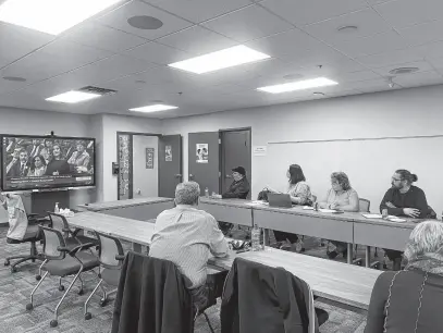  ?? JENNA HEAD • THE TELEGRAM ?? Labour leaders and members of the NDP watched Deputy Prime Minister and Finance Minister Chrystia Freeland’s budget speech on Wednesday at the Public Service Alliance of Canada office in St. John’s.