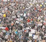  ?? RICK WOOD/ MILWAUKEE JOURNAL SENTINEL ?? Thousands of students, adults and community advocates for change participat­e in a sister March for Our Lives in Milwaukee on Saturday.
