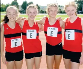  ??  ?? The M&M under-15 girls’ 4x300m relay team were in action