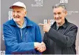  ??  ?? Sir Michael Palin with mountainee­r Hamish Macinnes at the Glasgow Film Festival