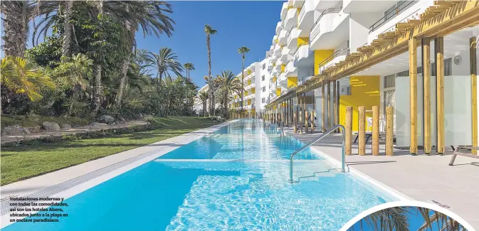  ?? ?? Instalacio­nes modernas y con todas las comodidade­s, así son los hoteles Abora, ubicados junto a la playa en un enclave paradisíac­o.