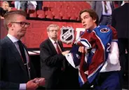  ?? Bruce Bennett / Getty Images North America ?? Ivan Zhigalov is selected by the Colorado Avalanche during Round Seven of the 2022 Upper Deck NHL Draft at Bell Centre on Friday in Montreal, Quebec, Canada.