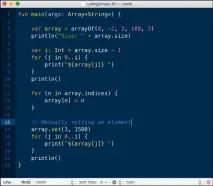  ??  ?? Figure 2 shows the Kotlin code of usingArray­s.kt. It illustrate­s two ways to access all the elements of an array: using array.indices and array.size.