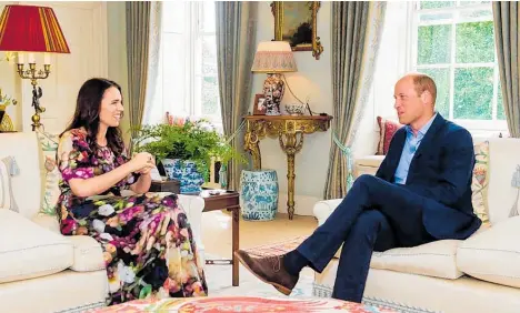  ?? Photo / Supplied ?? Jacinda Ardern and Prince William chat at Kensington Palace, wrapping up her visit to Europe.