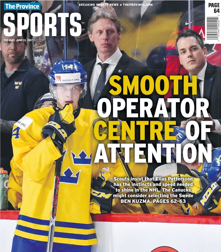  ?? — GETTY IMAGES FILES ?? The Vancouver Canucks like what they see in Elias Pettersson, left, who played in the World Junior Championsh­ip earlier this year with Team Sweden.