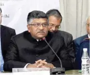  ??  ?? Union Minister for Electronic­s & IT and Law & Justice, Ravi Shankar Prasad addressing the seminar jointly, organised by the PCI, IWPC and the Supreme Court Lawyers Conference, in New Delhi on Thursday