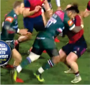  ??  ?? Point of contact: Tuilagi goes in to tackle Munster’s Cloete (right)