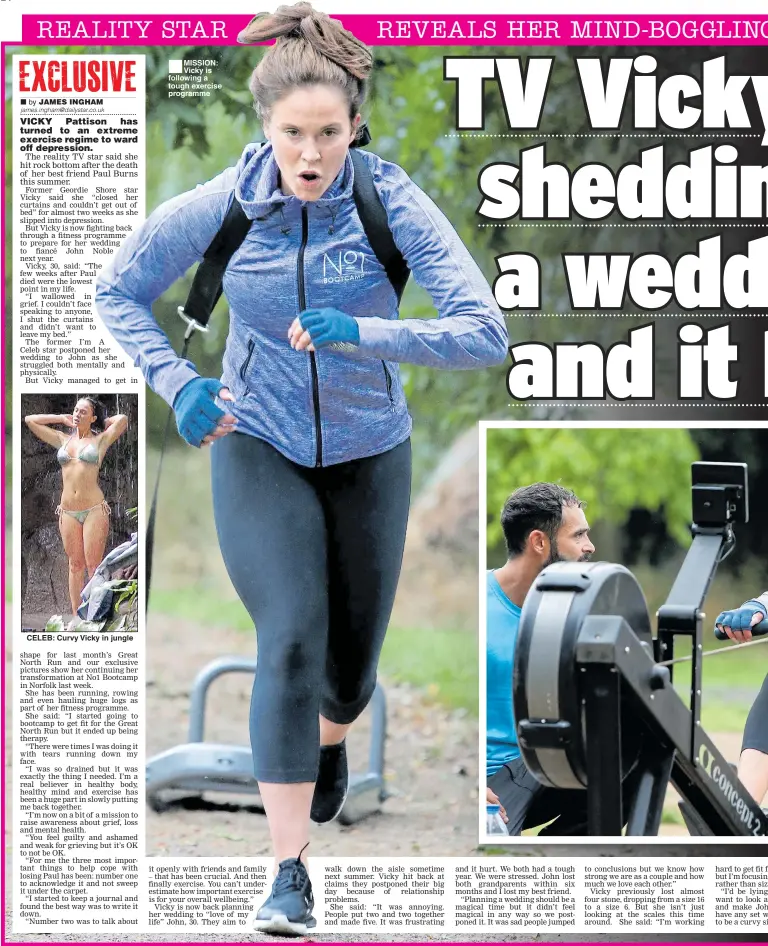  ??  ?? CELEB: Curvy Vicky in jungle ■ MISSION: Vicky is following a tough exercise programme