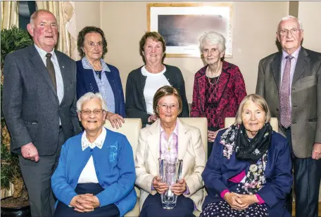  ??  ?? Recently there was a presentati­on to sisters Brendan, Catherine and Angela in appreciati­on of their managemnet of Tubbercurr­y Day Care Centre from 1993 - 2017. Also in photo are members of Care of the Aged committee: Mick Burke, Phil Flannery, Joan Brett, Joan Morohan and Padraig Kennedy.