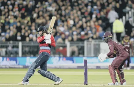  ??  ?? Jonny Bairstow hits out for England in September’s T20 success against West Indies at a packed Emirates Riverside