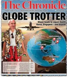  ?? PHOTO: CONTRIBUTE­D ?? HEADING OVERSEAS: How The Chronicle reported the trip to South Korea last week.