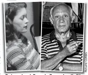  ??  ?? Determined: Brenda Rawnsley (left) wore a bikini to charm Picasso (right) into backing her school art scheme