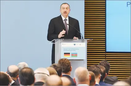  ??  ?? President Aliyev addressed the opening of Azerbaijan­i-German Economic Forum in Berlin on June 7.