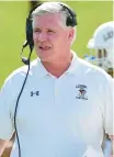  ?? RICK KINTZEL/THE MORNING CALL ?? Lehigh coach Tom Gilmore said the Mountain Hawks are better than last year but need to be more consistent.