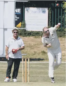  ??  ?? John Sample bowls for Seaham Park against Marsden last Saturday.