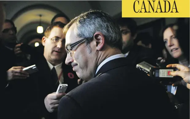  ?? CHRIS ROUSSAKIS / POSTMEDIA NEWS FILES ?? Conservati­ve MP Tony Clement faces members of the media after caucus in Ottawa in November 2010.