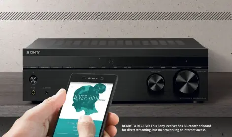  ??  ?? READY TO RECEIVE: This Sony receiver has Bluetooth onboard for direct streaming, but no networking or internet access.