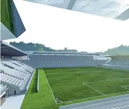  ??  ?? I nuovi rendering dello stadio presentati a Roma