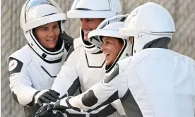  ?? Photograph: Jim Watson/AFP/Getty Images ?? Nicole Mann, second right, with Josh Cassada, Russian cosmonaut Anna Kikina, and Japanese astronaut Koichi Wakata.