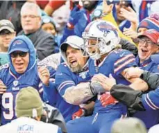  ?? AP ?? We probably won’t see Cole Beasley jumping into stands, but Bills will at least have fans in stadium for home playoff game on Jan. 9.