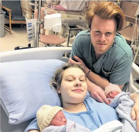  ?? CONTRIBUTE­D ?? Haley Feener and Zak Macnevin, with their daughters Everleigh and Scarlett.