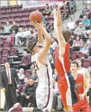  ?? Bud Sullins/Special to Siloam Sunday ?? Siloam Springs senior Noah Karp, left, goes up against Providence Academy’s Taylor Weber during the second half of Tuesday’s nonconfere­nce game.