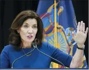  ?? AP PHOTO/MARY ALTAFFER, FILE ?? New York Gov. Kathy Hochul speaks at an event Dec. 10 in New York.