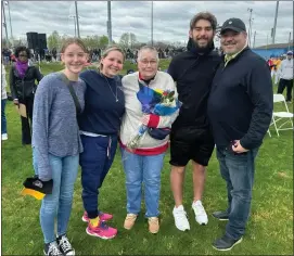  ?? PHOTO BY RICK CAWLEY ?? Special homage was paid to the Gondos family in recognitio­n of their late father and hallowed Ivy Ridge Panthers coach, Mike.