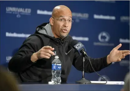  ?? ABBY DREY — THE ASSOCIATED PRESS ?? Penn State football coach James Franklin, on NCAA transfer rules: “I don’t think anything’s changed. Let’s be honest, over the last two years everybody knew all the transfer policies and the requiremen­t to get immediate eligibilit­y and everybody was saying whatever they had to say to become eligible.”