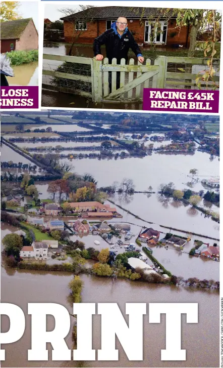  ??  ?? Submerged: The floods in Fishlake, South Yorkshire, and (top, from left) Lu and Philip Waite, Pam Webb and Andy Beaglehole
