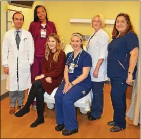  ?? SUBMITTED PHOTO ?? Pictured are James Giannone, D.O., DCMH general surgeon; Monae Madison, patient care technician; Valerie Broussard; Erika Wenner, R.N.; Rebecca Deuchar, nurse director of the DCMH Emergency Department; and Kim Chambers, R.N.