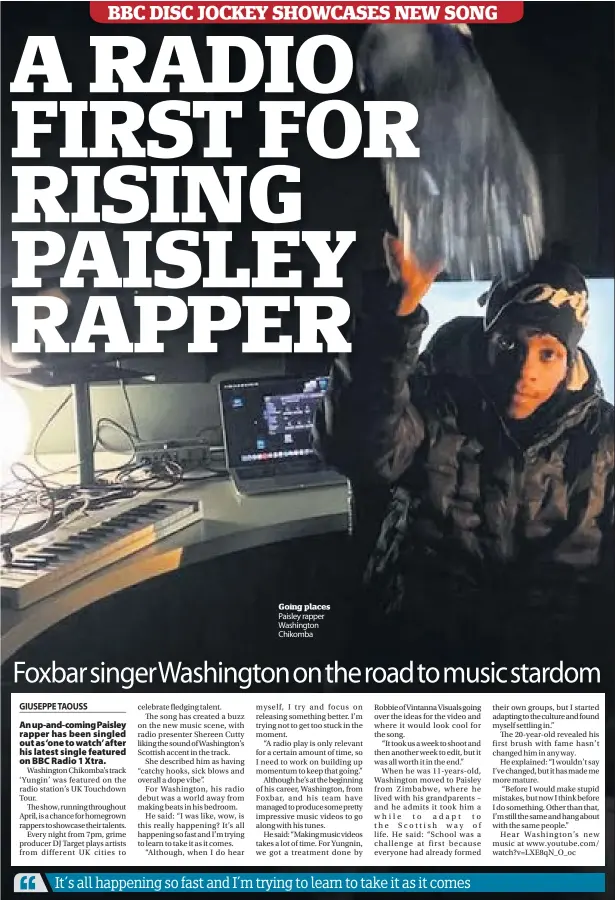  ??  ?? Going places Paisley rapper Washington Chikomba