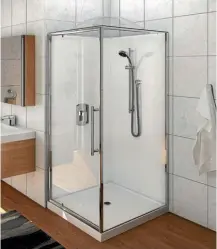  ??  ?? Showerdome’s unique, clear acrylic dome is simply fitted to your shower cubicle to prevent steam forming in the bathroom.