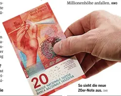  ?? SNB ?? So sieht die neue 20er-Note aus.