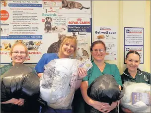  ??  ?? n IN THE BAG: Goddard Veterinary Group Uxbridge team members (from left) Alicia Dixon, Lee-Ann Higgins, Charlie Alderman and Elle Evans