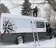  ?? COURTESYOF ALEXANDRA NAPOLI AND FRANKIEMCC­ULLOUGH ?? Van life veteransAl­exandra Napoli, left, and Frankie McCullough, seen here inOntario in January, say finding a place to spend the night ismore complicate­d in the winter.