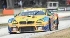  ?? DAVE KALLMANN / MILWAUKEE JOURNAL SENTINEL ?? Robby Foley drives in the No. 96 Turner Motorsport BMW M6 GT3 during qualifying Saturday at Road America.