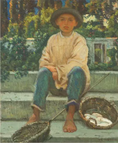  ??  ?? Theodore Wendel (1857-1932), Italian Fisherboy, ca. 1897. Oil on canvas board, 17¼ x 14¼ in., signed lower right: ‘Th. WENDEL’.