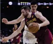  ?? THE ASSOCIATED PRESS FILE ?? In past playoff games, Kevin Love has been the third cog in the “Big Three,” behind LeBron James and Kyrie Irving. Irving is gone and more will be expected of Love this postseason.