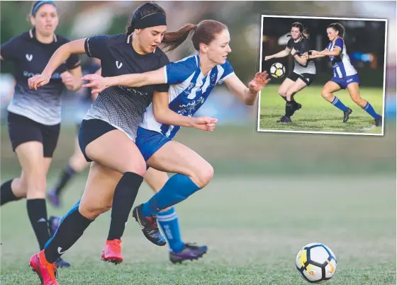  ?? Picture: Sharon Woodward ?? Lara Seeger competes for possession against Gladstone Centrals. INSET: Emily Benton was electric in the win.