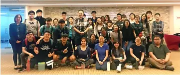  ??  ?? Dr Richard Tan Hong Kwang (back row, ninth left) in a group photo with students from Foundation and Business programmes.